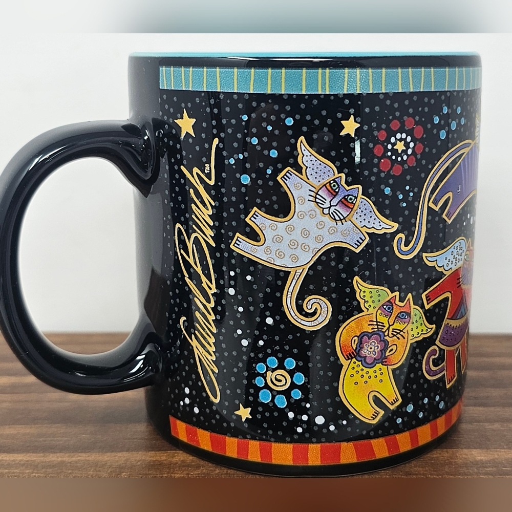 Rare Laurel Burch Wine Things Fabulous Felines Whimsical 2009 Ceramic Mug Cats - Picture 8 of 12